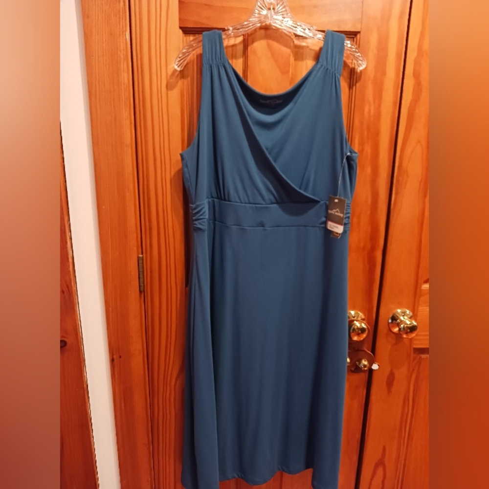Eddie Bauer Lily Travel Dress Teal XL Tall NWT